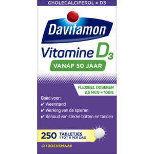 Davitamon Vitamine D 50+ Volwassen – vitamine D3 volwassenen – 250 stuks