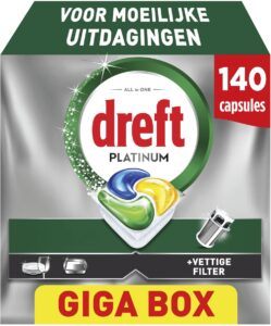 Dreft Platinum Citroen vaatwastabletten  – 140 wasbeurten