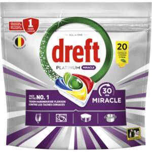 Dreft Platinum Citroen vaatwastabletten  – 20 wasbeurten