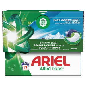 Ariel Alpine wascapsules gekleurde was – 12 wasbeurten