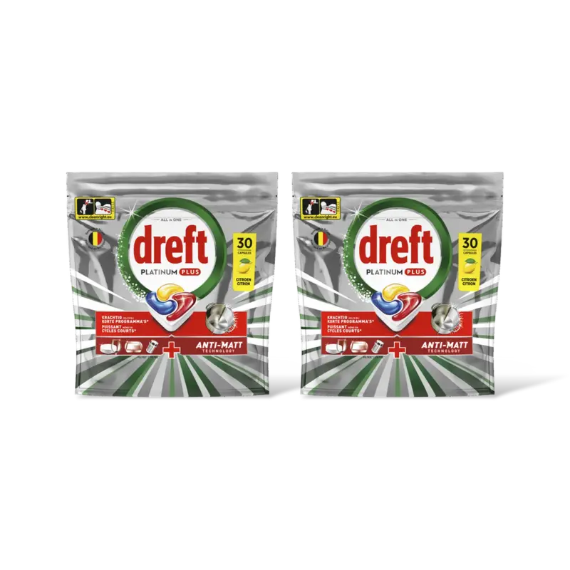 Dreft Platinum Plus Plus & Citroen vaatwastabletten  – 2 wasbeurten