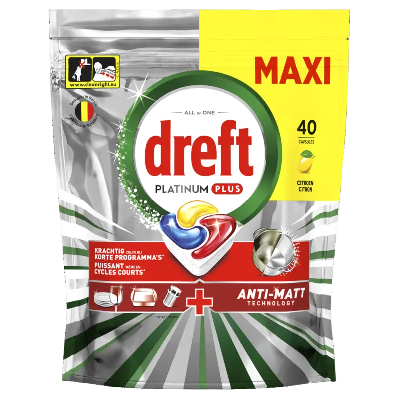 Dreft Platinum Plus Plus & Citroen vaatwastabletten  – 40 wasbeurten
