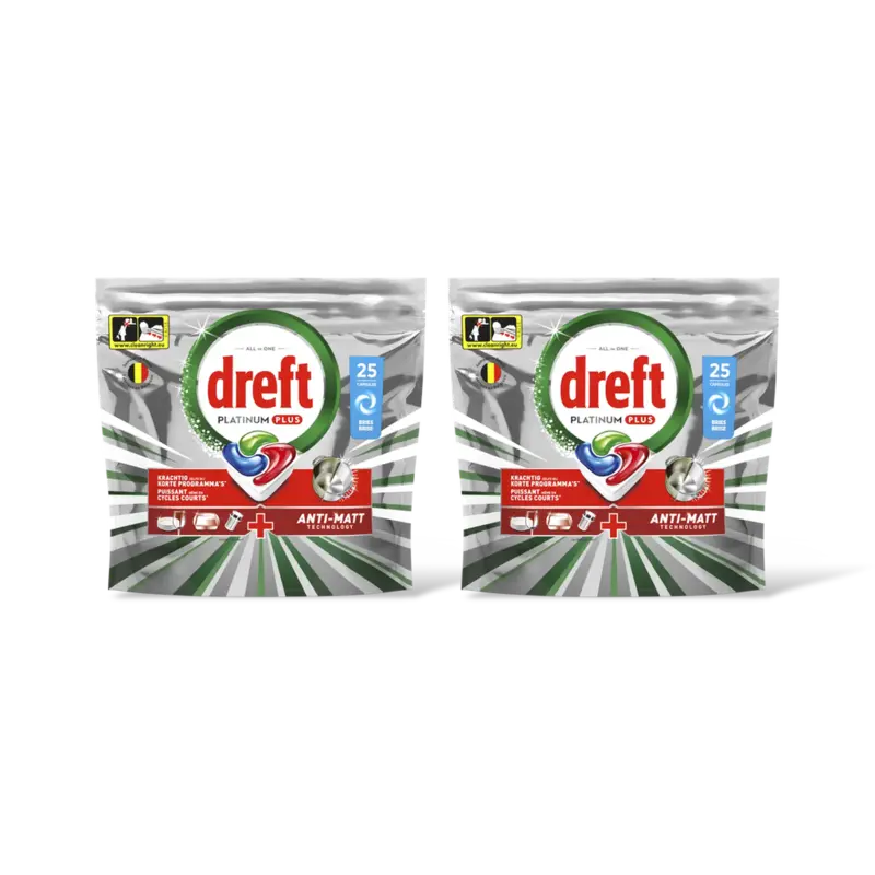 Dreft Platinum Plus Plus vaatwastabletten  – 2 wasbeurten