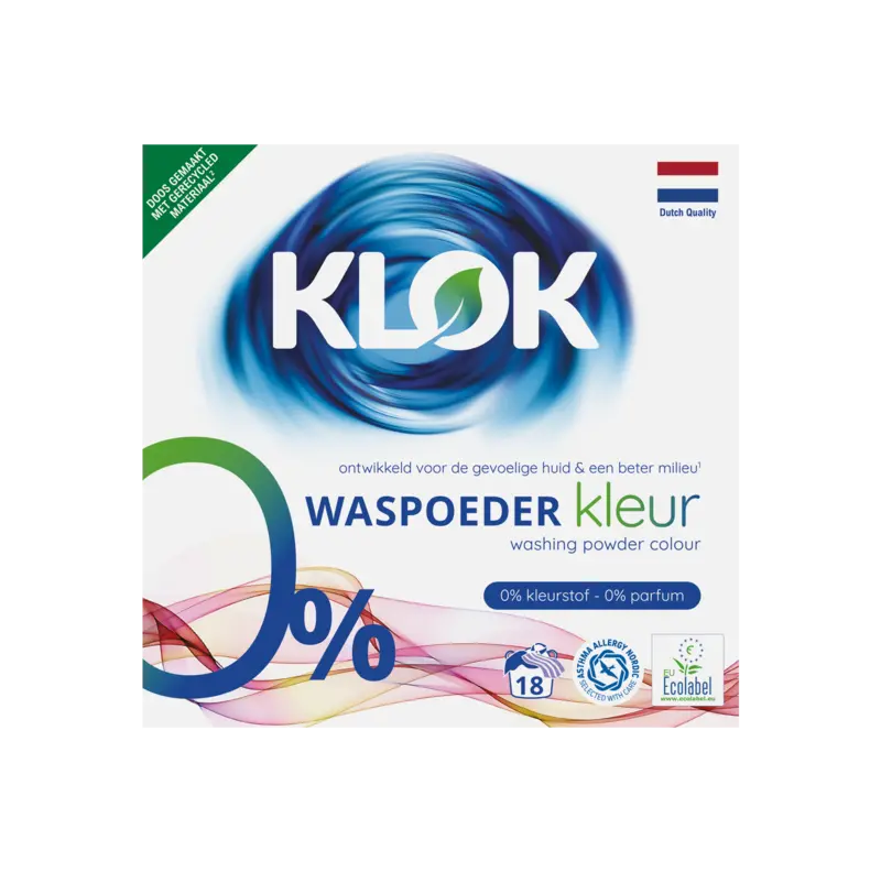 Klok  waspoeder gekleurde was – 18 wasbeurten