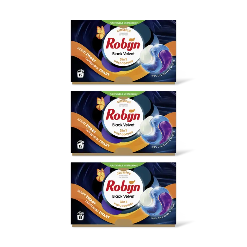Robijn Black Velvet  wascapsules zwarte was – 3 wasbeurten
