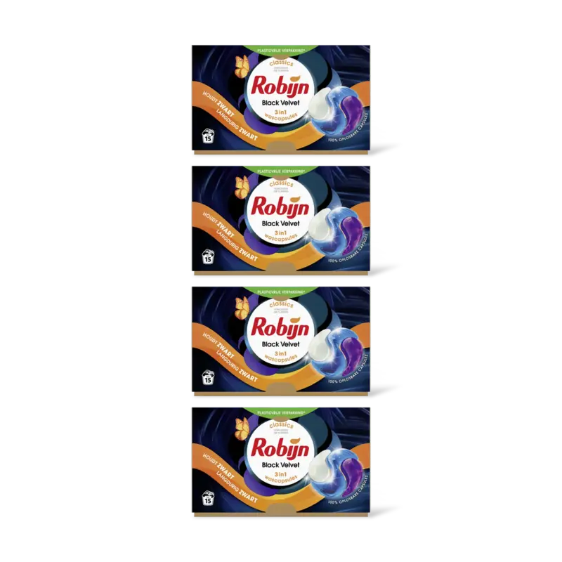 Robijn Black Velvet  wascapsules zwarte was – 4 wasbeurten