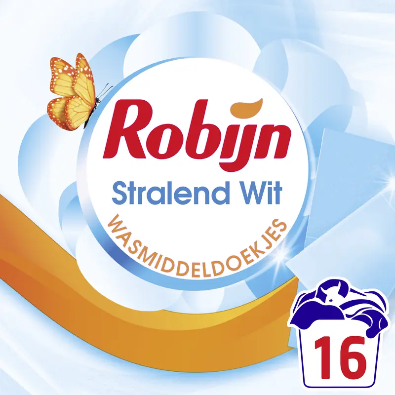Robijn Wasmiddel doekjes wit  wascapsules witte was – 16 wasbeurten