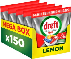 Dreft Platinum Plus Plus & Citroen vaatwastabletten  – 150 wasbeurten