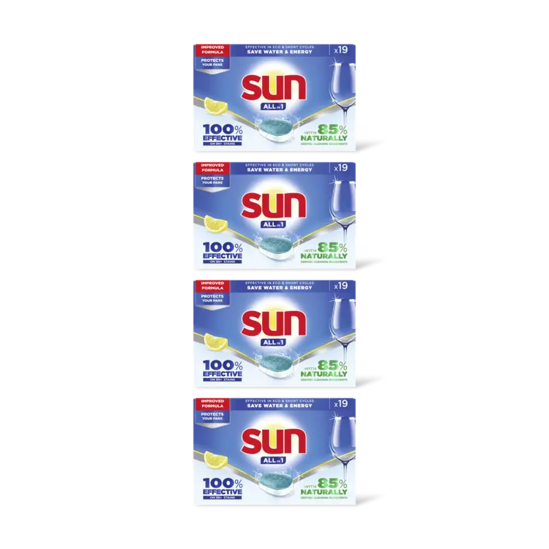 Sun All in 1  vaatwastabletten  – 4 wasbeurten