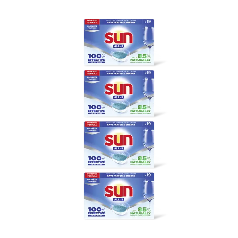 Sun All in 1  vaatwastabletten  – 4 wasbeurten